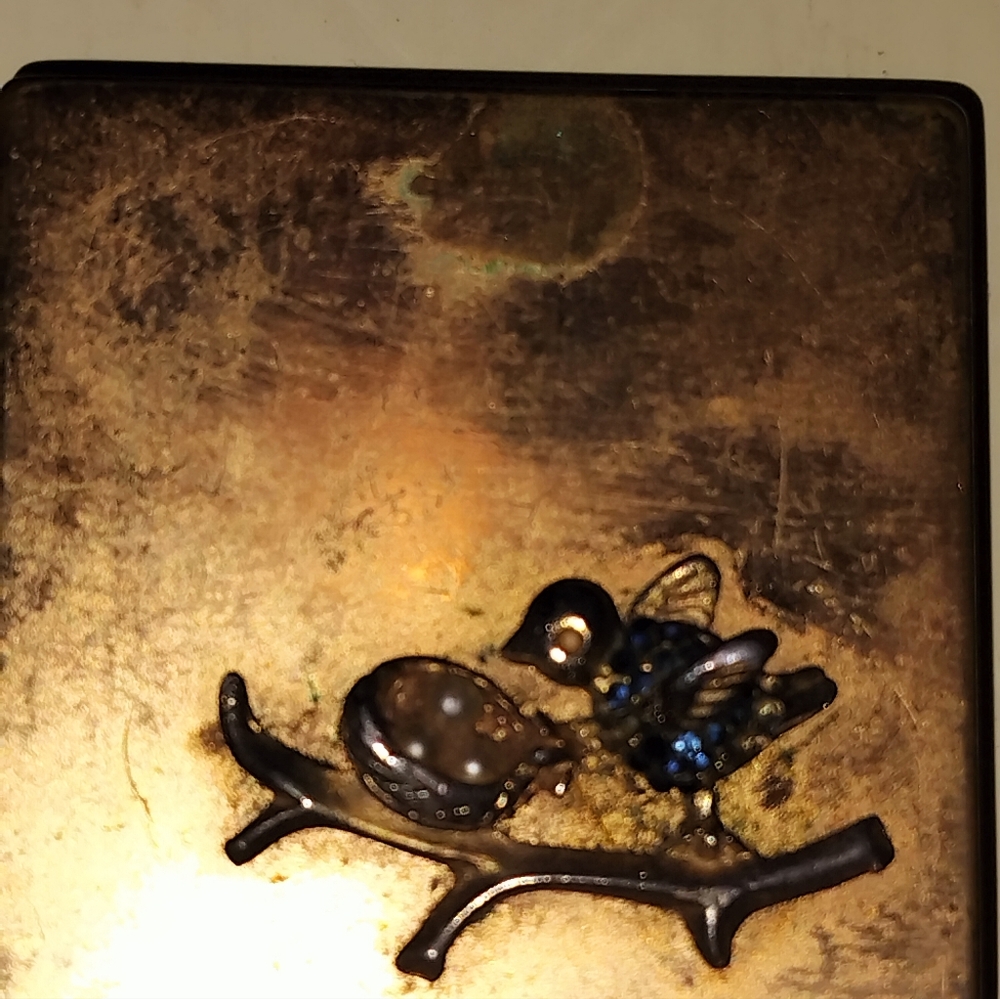 @@@ VINTAGE Gold and Blue Bird Compacts